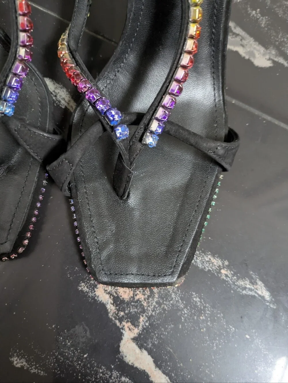 SCHUTZ Crystal T-Strap Sandals Size 9.5